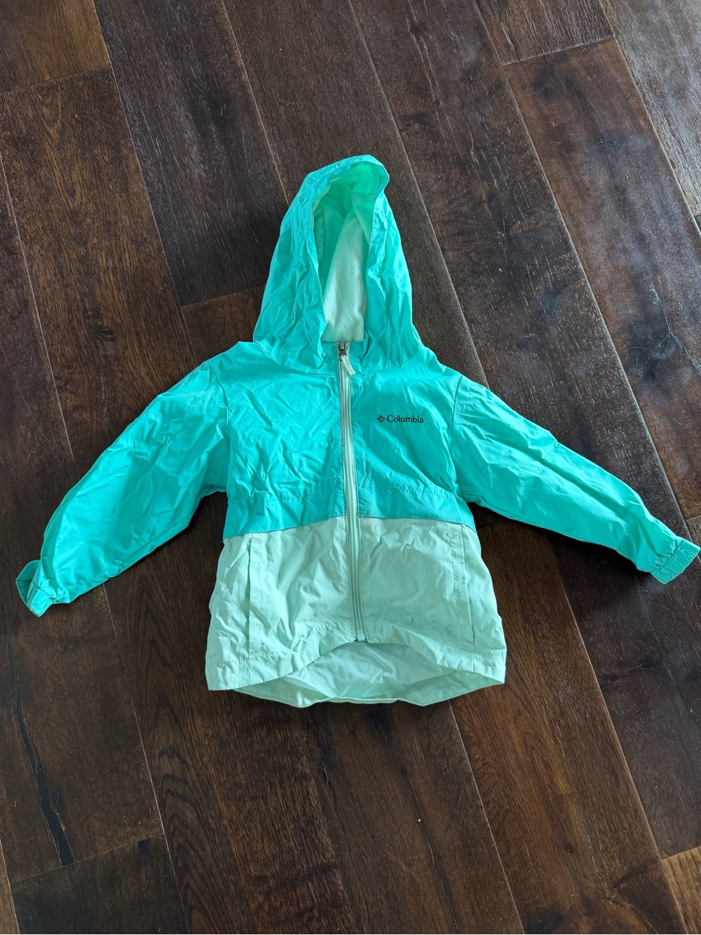 Columbia Mint & Teal Kids' Hooded Rain Jacket